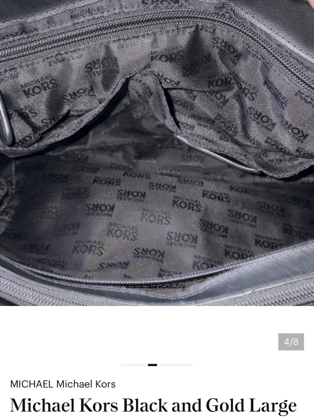 Michael Kors Black Nylon Tote with Gold Accents - Picture 7 of 8